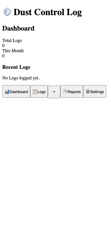 Dust Control Log - EPA Dust Control & Air Monitoring Pro export example